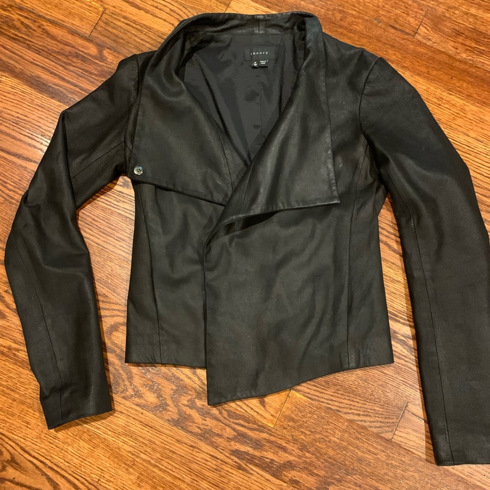 Theory lamb leather jacket size Petite (xs)